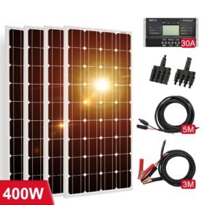 Rigid Waterproof Solar Panel Set with Controller Cables Connectors 1