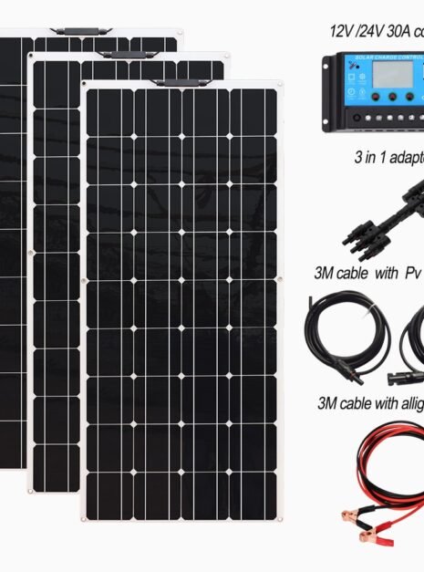 Flexible Solar Panel Kit with Controller Cables Connectors 1 Flexible Solar Panel Kit with Controller Cables Connectors 1