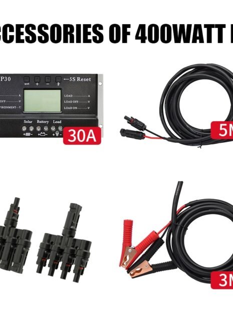 Rigid Waterproof Solar Panel Set with Controller Cables Connectors 4 Rigid Waterproof Solar Panel Set with Controller Cables Connectors 4