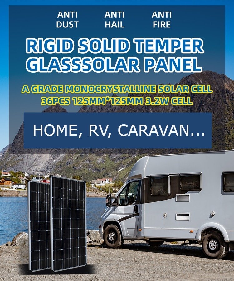 Rigid Solid Temper Glass Solar Panel – 100W, 140W, 200W, 280W Monocrystalline Solar Cells