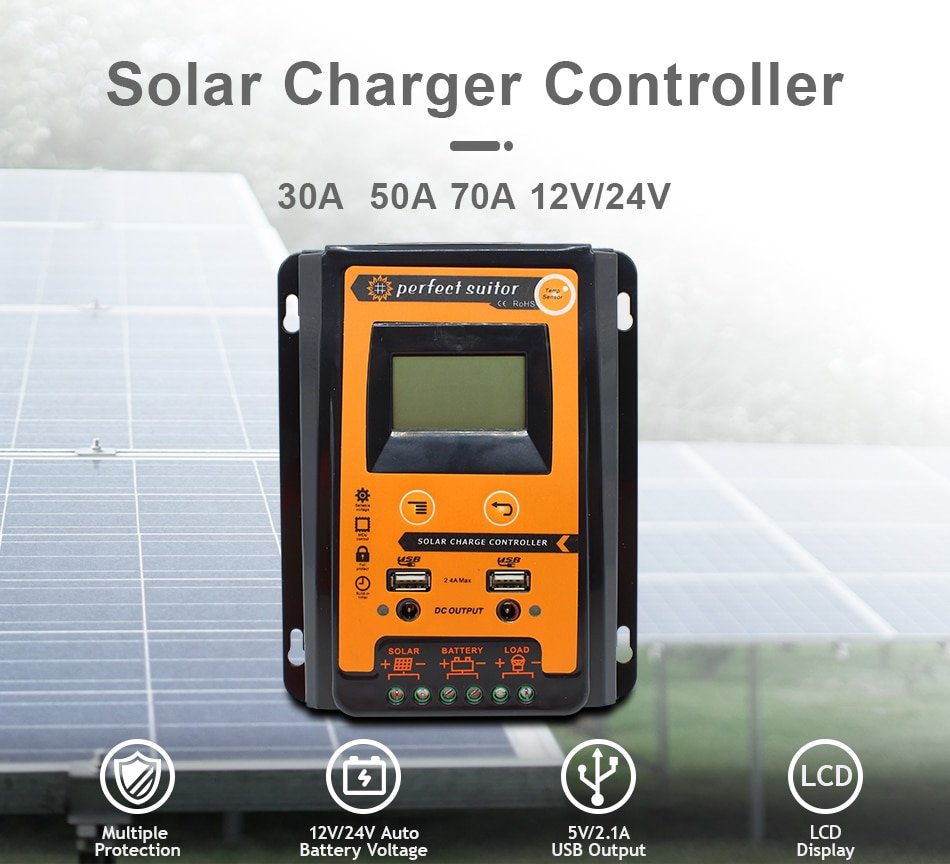 PWM Solar Charge Controller Dual USB with LCD