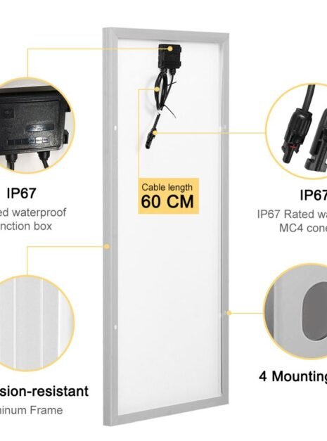 100W Rigid Monocrystalline Silicon Waterproof Solar Panel 18V 4 100W Rigid Monocrystalline Silicon Waterproof Solar Panel 18V 4
