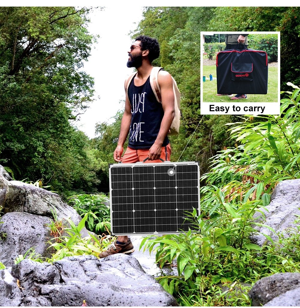 Foldable Solar Panel Kit with 10A/20A 12V Controller Cables – 100W 160W 200W
