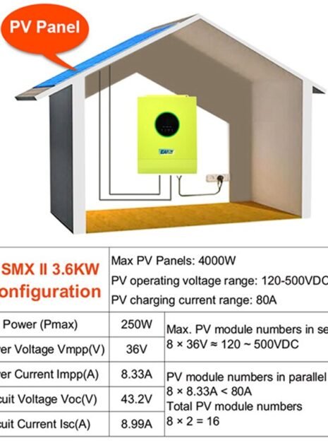 EASun Pure Sine Wave Solar Inverter 3600W MPPT Charge Controller With Wifi 4 EASun Pure Sine Wave Solar Inverter 3600W MPPT Charge Controller With Wifi 4