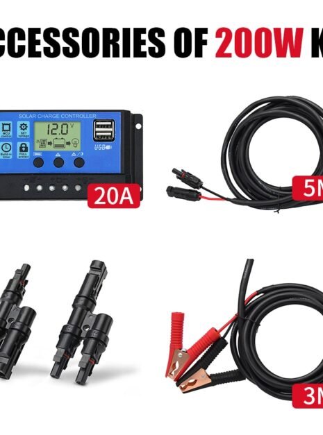 Rigid Waterproof Solar Panel Set with Controller Cables Connectors 5 Rigid Waterproof Solar Panel Set with Controller Cables Connectors 5